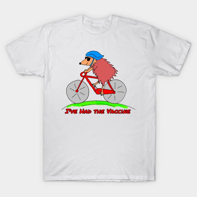 Vaccinated Cycling Hedgehog T-Shirt by Michelle Le Grand